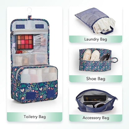 8 Set Compression Packing Cubes for Travel Essentials,Compressible Expandable Packing Cubes for Suitcase,OlarHike Luggage Garment Bags for Travel,Handy Helper for Organizing Clothes(Dark Blue Floral)