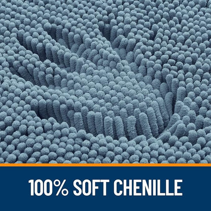 OLANLY Large Bathroom Rugs 50x30, Extra Soft Absorbent Chenille Bath Rugs, Rubber Backing Quick Dry, Machine Washable Bath Mats for Bathroom Floor, Tub and Shower, Home Decor Accessories, Airy Blue