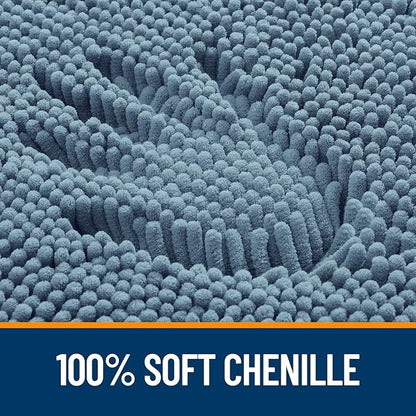 OLANLY Large Bathroom Rugs 59x35, Extra Soft Absorbent Chenille Bath Rugs, Rubber Backing Quick Dry, Machine Washable Bath Mats for Bathroom Floor, Tub and Shower, Home Decor Accessories, Airy Blue