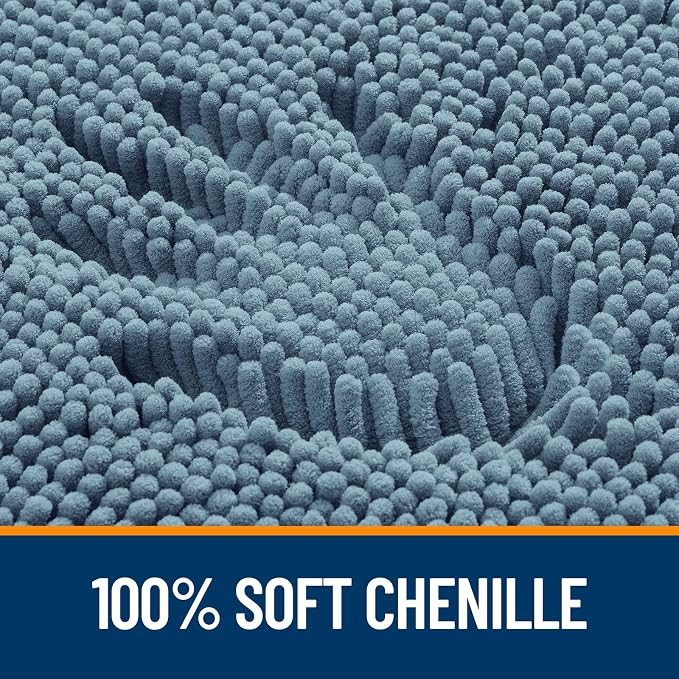 OLANLY Large Bathroom Rugs 40x32, Extra Soft Absorbent Chenille Bath Rugs, Rubber Backing Quick Dry, Machine Washable Bath Mats for Bathroom Floor, Tub and Shower, Home Decor Accessories, Airy Blue