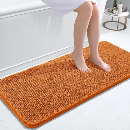 OLANLY Bathroom Runner Rugs 47x20, Extra Soft Absorbent Chenille Bath Rugs, Rubber Backing Quick Dry, Machine Washable Long Bath Mats for Bathroom Floor, Tub and Shower, Home Decor Accessories, Clay