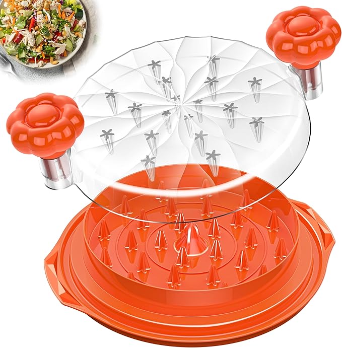 Chicken Shredder Tool Twist Large - 10'' Pro Meat Shredders for Chicken Breast,Visible Kitchen Gadgets Grinder Machine with Brush,Strong Anti-Slip Strip,Ergonomic Handle,BPA Free (Orange)