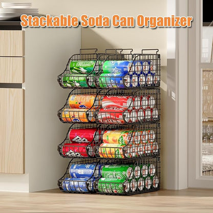 Sonyabecca 6-Pack Can Storage Organizer Pantry, Stackable Kitchen Canned Food Holder With Handles, Can Organizer For Pantry Countertop Cabinet, Beverage Drink Pop Soda Can Dispenser Patent Pending