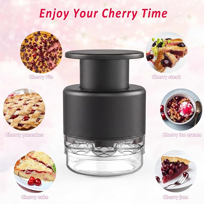 Cherry Pitter - UCMORX Multi Cherries Corer Stainless Steel Pitter Tool Making Cherry Jam - 7 Cherries(Black)