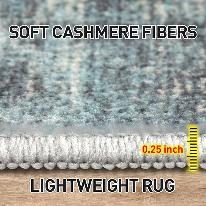 8x10 Area Rugs Washable Rug: Large Modern Abstract Living Room Rug Soft Anti-Skid Thin Carpet Indoor Floor Non-Shedding Carpets for Bedroom Dining Room Farmhouse Nursery Home Office Green Multi