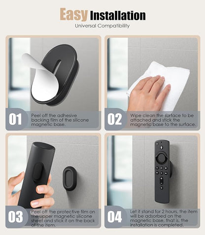 5 Pack Magnetic Remote Control Holder Wall Mount, Upgraded No Drill Self-Adhesive Organizer TV Remote Holder for Bed, Fan, RV Accessories (Black)