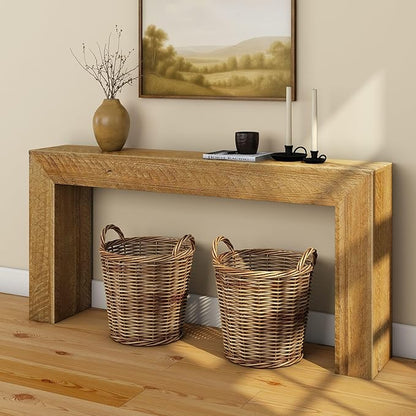 Plank+Beam 66 Inch Camden Console Table - Solid Pine Wood, Easy Assembly for Living Room or Entryway, Rustic Honey