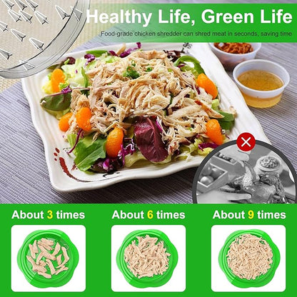 Chicken Shredder Tool Twist Large Chicken Breast Shredder with Brush&Fork, Visible Meat Shredder Machine, Strong Anti-Slip Strip, Ergonomic Handle, BPA Free, Suitable for Pork Beef Chicken