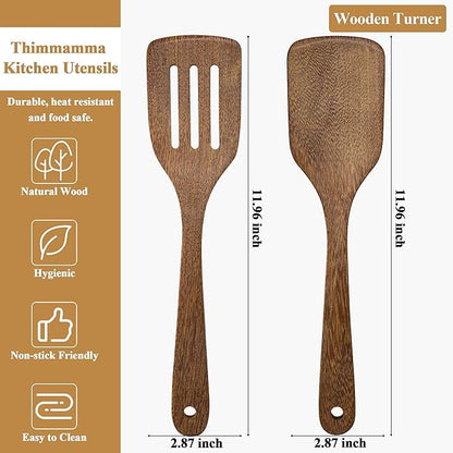 4 Pack Wooden Spatula for Cooking, Non-stick Turner Acacia Wood Spatula for Kitchen Use, Handmade Non-Toxic Cooking Spatula Set for Kitchen Gifts, Ideal Cookware Utensils for Cooking Eggs, Fish
