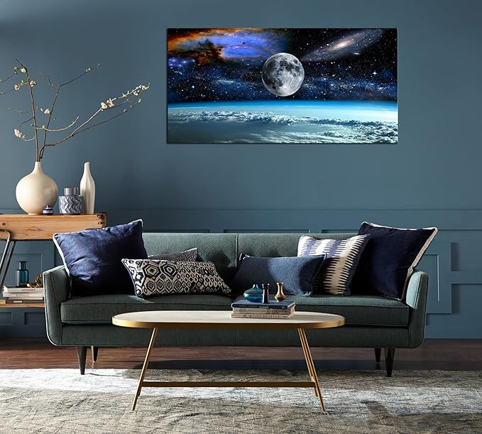 XXM WallArt FC2550 Space View From Earth Canvas Wall Art Landscape Modern Decor for Living Room, Bedroom, Kitchen, Home and Office