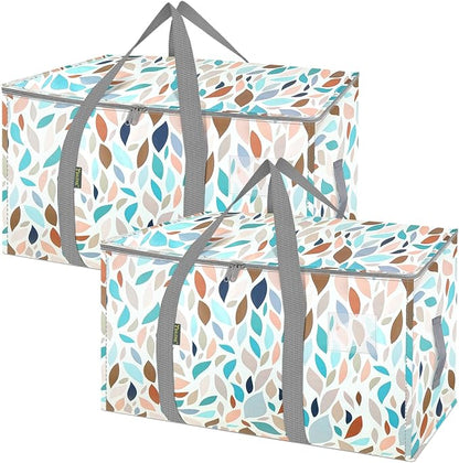 BALEINE 2-Pack Oversized Moving Bags with Reinforced Handles, Heavy-Duty Storage Tote for Clothes, Moving Supplies (Mosaic, 2-Pack)