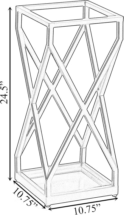 Vintiquewise Decorative Gold Square X Design Umbrella Holder Stand for Indoor and Outdoor