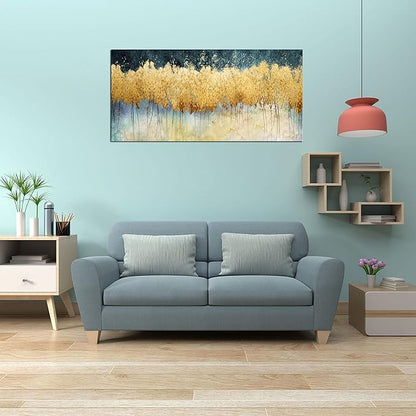 XXMWallArt FC2650 Canvas Wall Art Abstract Golden Forest Painting Modern Decor Abstract Canvas Prints for Living Room Bedroom Kitchen Home and Office Wall Decor