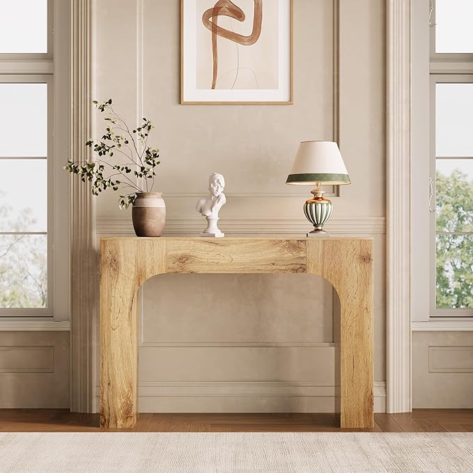 GarveeHome 47 in Farmhouse Console Table, Narrow Wood Entryway Table Behind Couch, Slim Rustic Hallway Furniture for Living Rooms, Foyers & Apartments, Oak