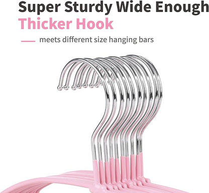 TOPIA HANGER Non Slip Hanger 20 Pack, Metal Clothes Hangers Space Saving, Heavy Duty Rubber Coated Wire Hanger for Coat, Shirt, Dress, Pants-Pink, CT12P