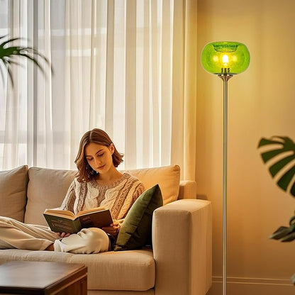 MAYNA Living Room Floor Lamp, Modern Standing Lamp with Green Bubble Shade, 67 Inch Tall Lamp for Bedroom, Study, Office (Includes 2700K Bulb) (Gold and Green)