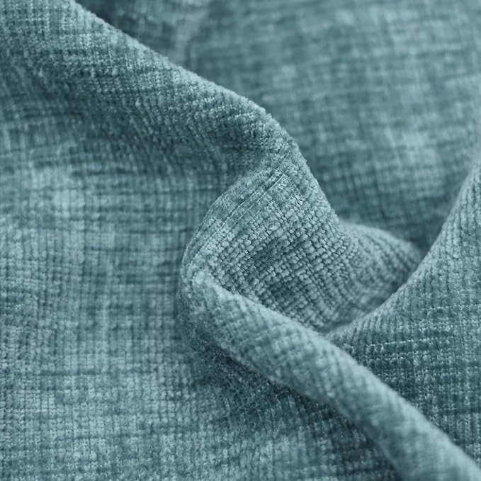 CaliTime Throw Pillow Covers Decorative 16 X 16 Inches Pack of 2 Cozy Chenille Cushion Cases for Couch Sofa Bed Living Room Home Smoke Blue