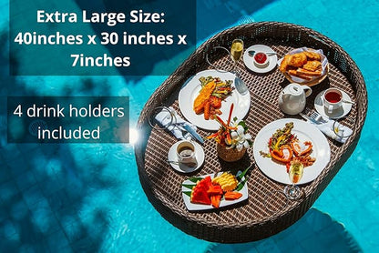 Kordes Extra Large Deluxe Floating Tray for Pool - Floating Pool Tray - Stylish Breakfast Tray on The Water - Floating Bar for Pool