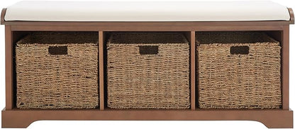 Safavieh American Homes Collection Lonan Grey and White Wicker Storage Bench