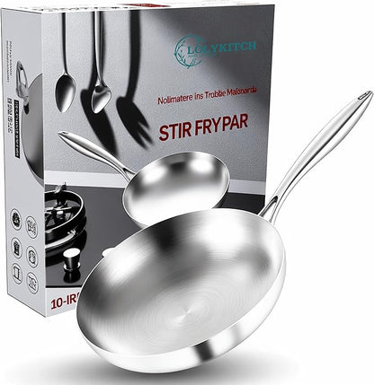LOLYKITCH 10 Inch Tri-Ply Stainless Steel Frying Pan – Professional Skillet Fast & Even Heating, Induction & Oven Safe Cookware for Modern Home Kitchens, Detachable Handle