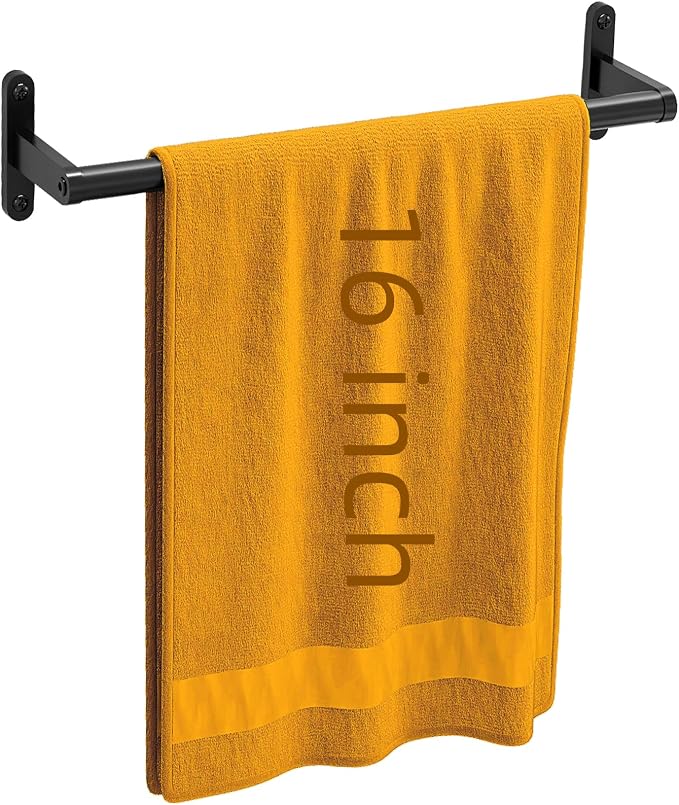 KLJKPA16 Inch Bathroom Towel Bar, Towel Racks for Bathroom Wall Mounted, Modern Heavy Duty Stainless Steel Hand Towel Holder, Single Bar, Black