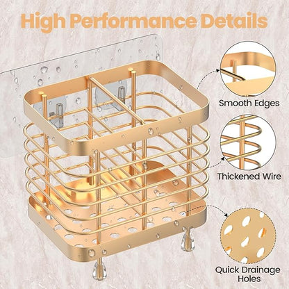 Luxspire Toothbrush Holders for Bathroom, Stainless Steel Electric Toothbrush Holder Wall Mounted, Shower Toothbrush Toothpaste Holder, Bathroom Organizer Essentials, 2 Slots, Rose Gold