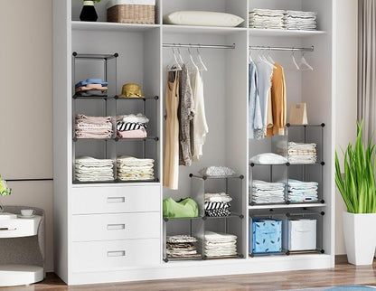HOMIDEC 6 Light Grey Cube Storage Organizer, Modular Storage Shelf with Hammer, Cube Storage Bin Cabinet Closet Bookshelf for Living Room, Bedroom, Office, Each Cubes Size 11.8 x 11.8 inch