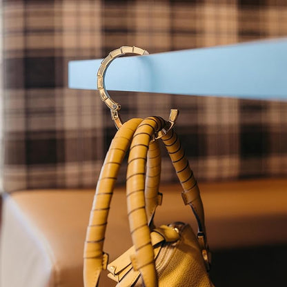 Purse Hook for Table - Portable Bag Hanger, Strong Durable Handbag Holder - 35lb Capacity Desk Hanger, Premium Bag Clip with Gift Box, Anti-Slip Car Tote Accessory - Divina Antique Gold