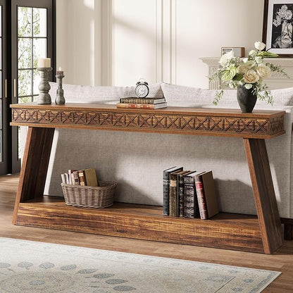 Tribesigns 70.9 Inch Extra Long Console Table, Wood Entryway Table with Storage, Narrow Long Sofa Tables Behind Couch, Farmhouse Style Entry Table for Living Room,Entrance, Foyer, Dark Brown