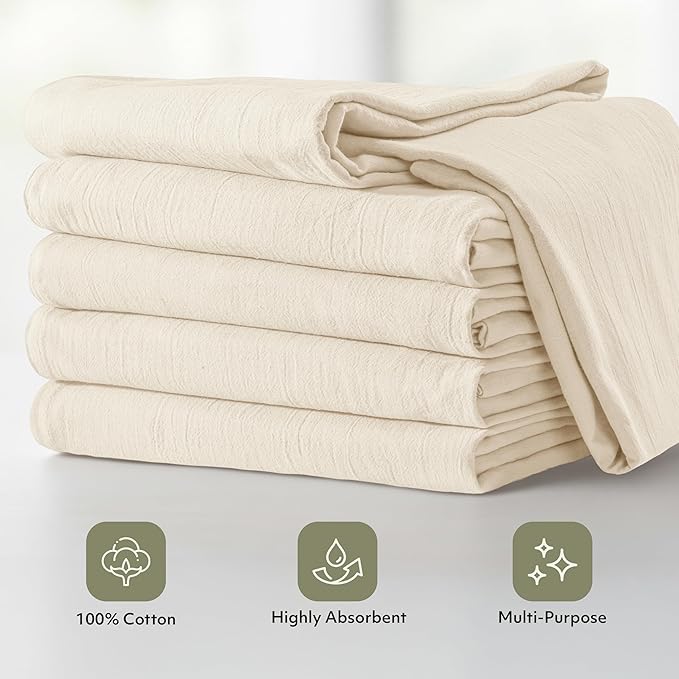 Utopia Kitchen Natural Flour Sack Towels [24 Pack - 28 x 28 Inch] 100% Cotton Tea Towels for Cleaning & Drying - Highly Absorbent Kitchen Dish Cloth