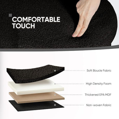 B FSOBEIIALEO Ottoman with Storage for Living Room, Sherpa Folding Storage Ottoman Foot Rest, 43.3 Inches Collapsible Bedroom Bench Black