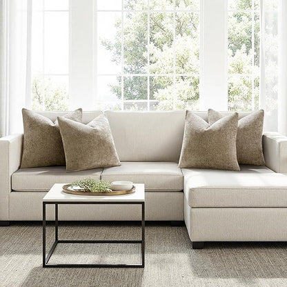 MIULEE Pack of 4 Couch Throw Pillow Covers 22x22 Inch Khaki Soft Decorative Chenille Pillow Covers Farmhouse Accent Cushion Covers for Boho Home Decor Sofa Bedroom Living Room