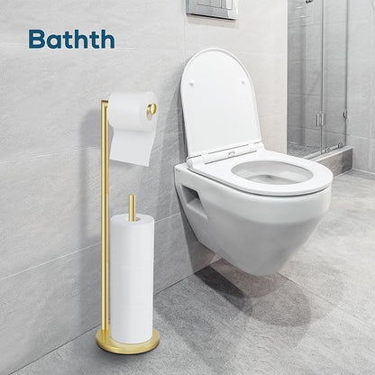 Toilet Paper Holder Stand,Toilet Paper Holder Free Standing,Gold Toilet Stand Holder for 4 Rolls,Toilet Paper Storage by Bathth
