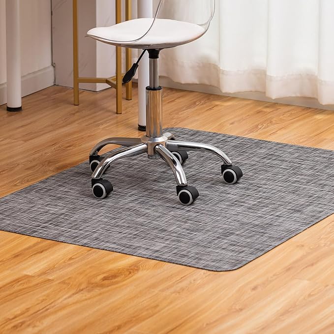 BARoyal Office Chair Mat for Hardwood Floor Under Desk Computer Rolling Chair Mat for Wood/Tile Floor Non-Slip Heavy Duty Desk Rug PVC Plastic Hard Floor Protector 48" x 60"(Gravel)