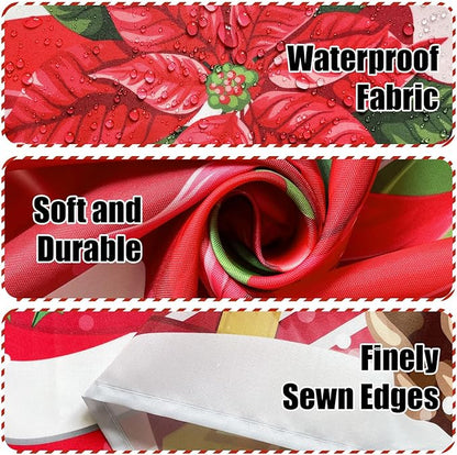 Merry Christmas Gnome Shower Curtain, Winter Xmas Tree Snow Home Holiday Bathroom Decor, Polyester Cloth Fabric Bath Curtain with 12 Hooks 72" W x 72" L Red