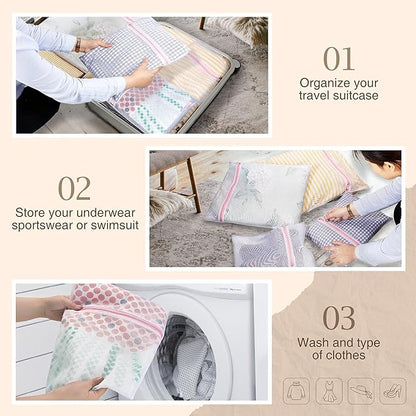 Greenstell Laundry Hamper with Wheels&Lid, 130L Large 3 Sections Clothes Hamper with 2 Types Removable Liner Bags, 5 Mesh Laundry Bags, Handwoven Divided Laundry Basket for Clothes, Natural