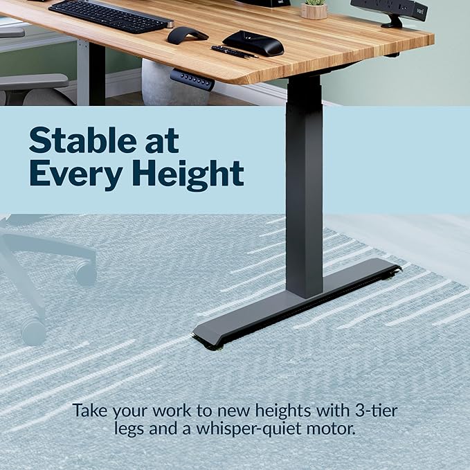 Vari ComfortEdge 72x30 Inch Electric Standing Desk – Height Adjustable Large Office Sit Stand VariDesk with Sloped Edge, Memory Presets, 180 LB Capacity + Tool-Free Assembly (Butcher Block)