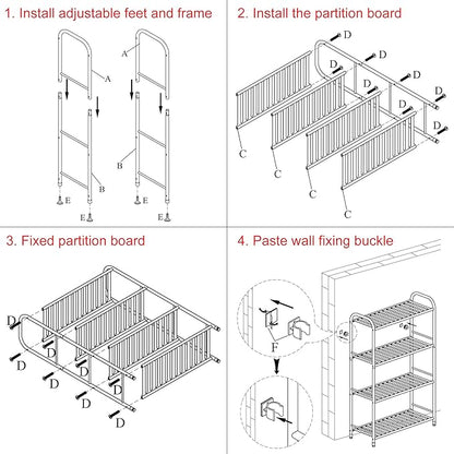 JSB 4-Tier Adjustable Shelving Unit, Heavy Duty Storage Rack Organizer Metal Corner Shelf for Kitchen Living Room Laundry Pantry Bathroom (White, 4 Tier)…