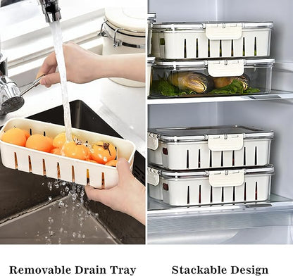Eanpet Divided Veggie Tray with Lid and Handle 4 Compartment Serving Tray Portable Travel Snack Storage Containers Stackable Snackle Box Charcuterie Container for Fruit,Vegetable,Salad