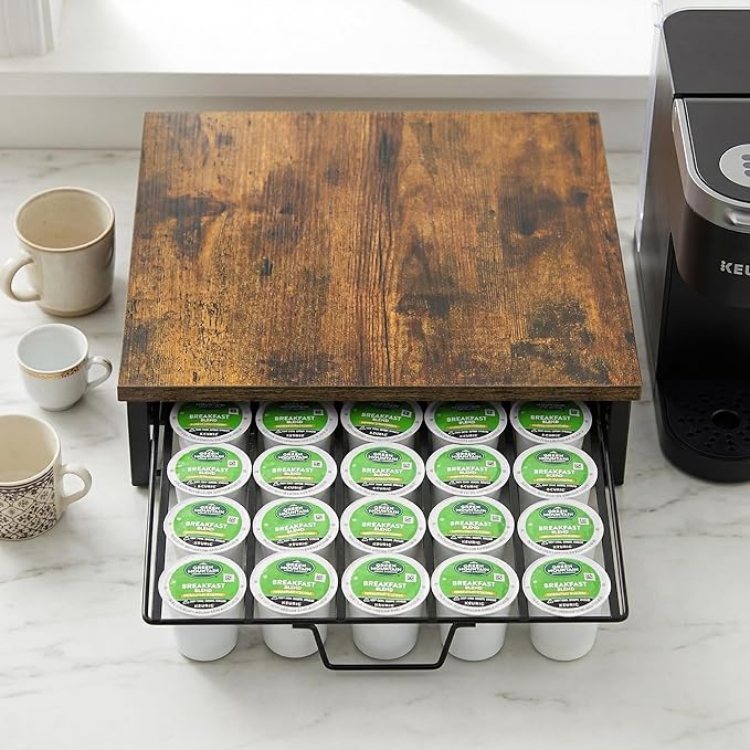 K Cup Holder Organizer, Coffee Pod Drawer Holder Capsule Storage Organizer Single Layer Sliding Storage Drawer, 30 Large Capacity, Home Office Cafe Counter