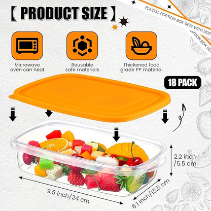 18 Pcs 33 Oz/ 4 Cups Plastic Food Storage Containers with Lids Portion Box Sets with Cover Stackable Plastic Containers with Lids Microwave Freezer Dishwasher Safe (Orange)