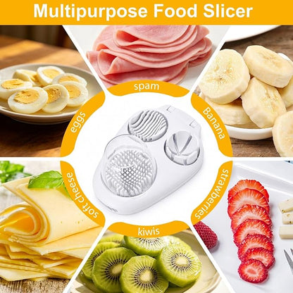 3-in-1 Egg Slicer for Hard Boiled Eggs& Egg Cutter, 304 Stainless Steel Cutting Wire, Heavy Duty Chopper & Dicer with Removable Catch Container –Multipurpose tool, Slices, Wedges, and Dices