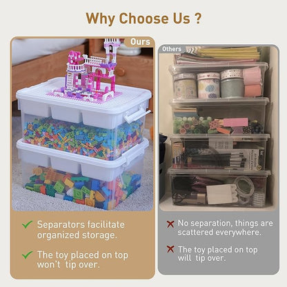 Citylife 17 QT Storage Box with Building Baseplate Lid and Removable Tray Office Organization Kitchen Organization Toy Storage Bead, Tool, Sewing, 2 Packs