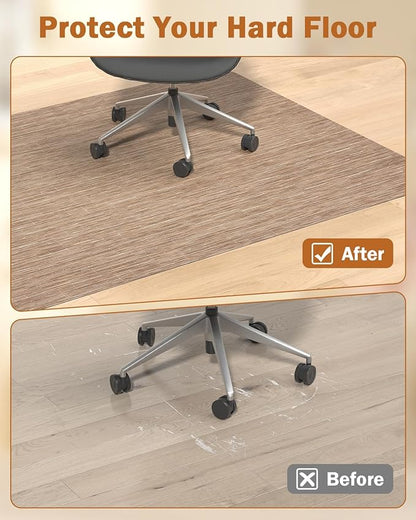 Blvornl Office Chair Mat for Hardwood Floor, 47.2"x60" Desk Computer Chair Mat, Large Anti-Slip Hard Floor Protector, PVC Mat Desk Rug for Office and Home, Red Brown