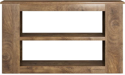 LITTLE TREE 55-Inch Console Table, 3-Tier Narrow Sofa Table for Entryway, Behind Couch, Farmhouse Entryway Table for Living Room, Hallway Table, Brown