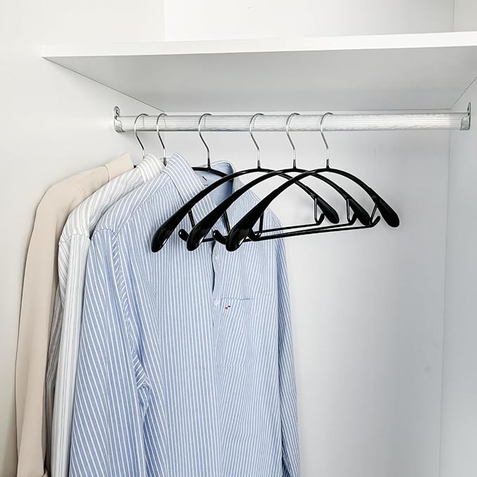Nature Smile Non Slip PVC Coating Sweater Hangers,Dress Suit Coat Hangers,Wide Shoulder Bump Free Golf T Shirts Clothes Hangers (Black Color 20 Pack)