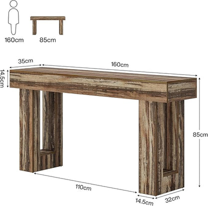 Tribesigns 63-Inch Long Console Table, Wooden Rectangular Sofa Table Behind The Couch, Farmhouse Entryway Table for Entrance, Hallway, Living Room (Mottled Gray Brown)