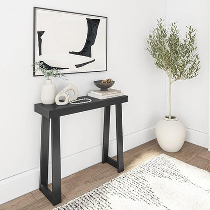 Plank+Beam Solid Wood Console Table, 36 Inch, Sofa Table, Narrow Entryway Table for Hallway, Behind The Couch, Living Room, Foyer, Easy Assembly, Black | Sofa Table, for Hallway, Behind The Couch, Living Room, Foyer