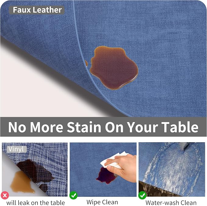 Maxpearl Faux Leather Placemats Set of 4 - Waterproof - Wipe Clean - Heat Resistant - Anti Slip Dining Table Place Mats, Suitable for Indoor & Outdoor Use, 17’’×12’’, Navy Blue