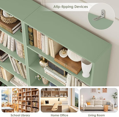 FACBOTALL 82" Tall Bookshelf, 7-Tier Open Shelves Bookcase, Freestanding Display Storage Shelves, Tall Bookcase Home Decor Furniture for Home Office, Living Room, Bedroom, Green